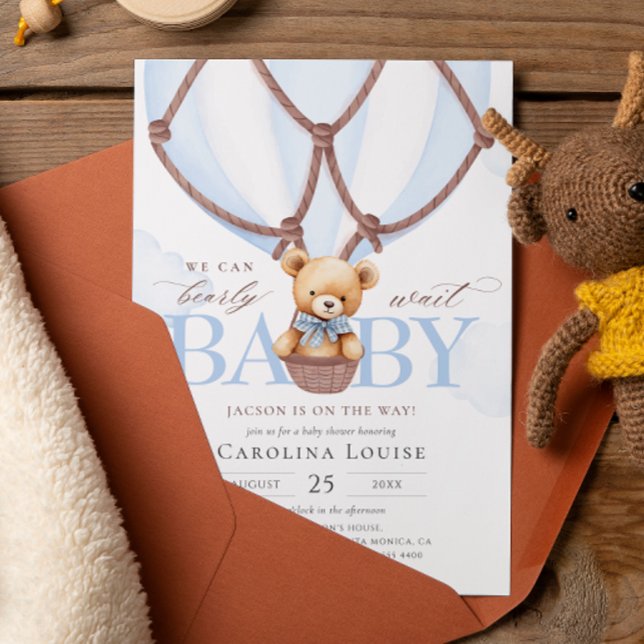 Invitación ¡Podemos Esperar! Boy Teddy Bear Baby Shower (Subido por el creador)