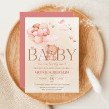 Podemos esperar Chica rosado Beige Baby Shower