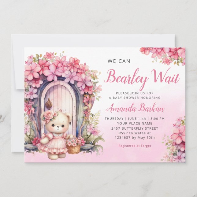 Invitación Podemos esperar Chica rosado Boho Baby Shower (Anverso)