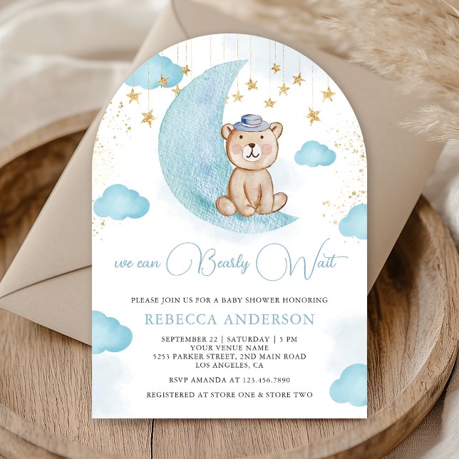 Invitación Podemos Esperar con Ansias Oso de Peluche Azul Bab (Subido por el creador)