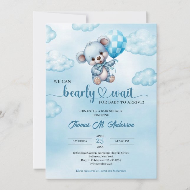 Invitación Podemos esperar con ansiedad a Baby Shower de osit (Anverso)