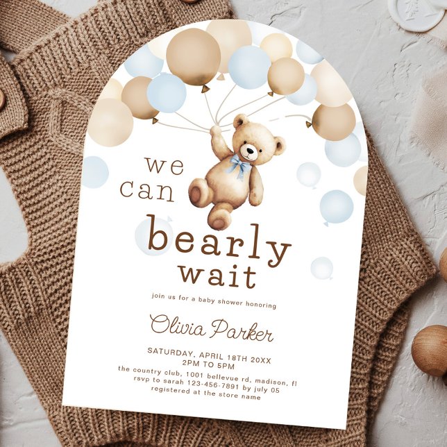 Invitación Podemos Esperar El Arco Baby Shower De Teddy Bear  (Subido por el creador)
