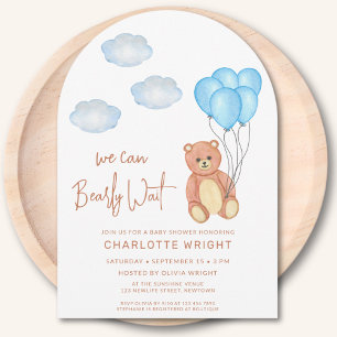Invitación Podemos esperar el arco de Baby Shower de un niño