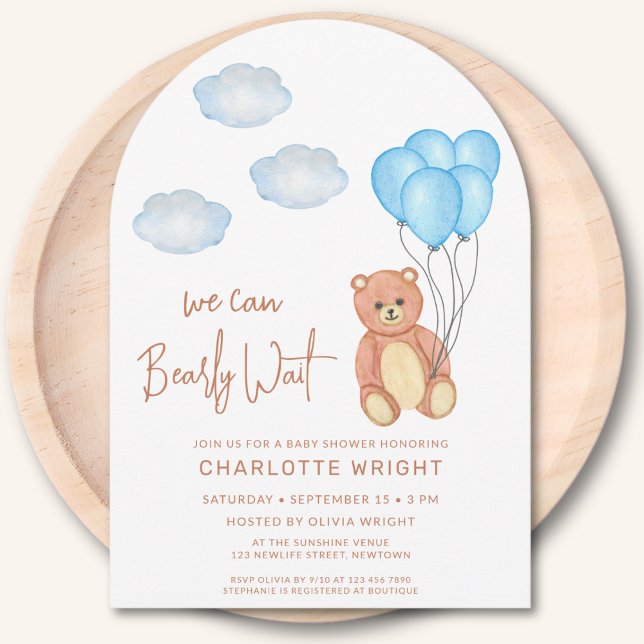 Invitación Podemos esperar el arco de Baby Shower de un niño (Subido por el creador)