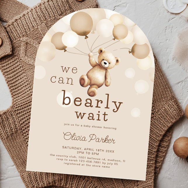 Invitación Podemos Esperar El Baby Shower De Beige Brown Bear (Subido por el creador)