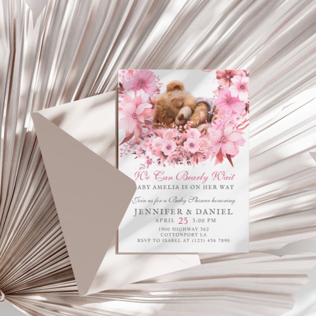 Invitación Podemos Esperar El Baby Shower De Floral Rosa (Subido por el creador)