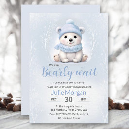 Invitación Podemos Esperar El Baby Shower Del Oso Polar Azul