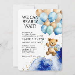 Invitación Podemos Esperar El Baby Shower Real Azul Y Oro