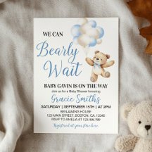 Podemos Esperar El Bear Blue Balloon Baby Shower