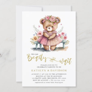 Invitación Podemos Esperar El Chica Floral Rosa Baby Shower