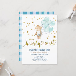 Invitación Podemos Esperar El Cumpleaños Del Globo De Oso