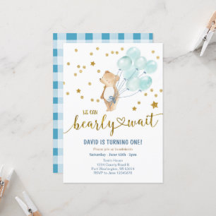 Invitación Podemos Esperar El Cumpleaños Del Globo De Oso