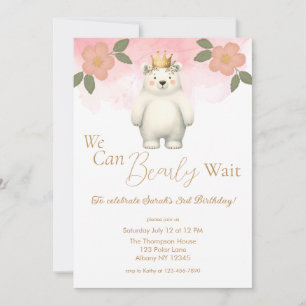 Invitación Podemos Esperar El Cumpleaños Del Oso Cuto