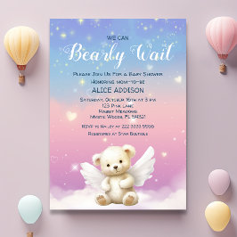 Invitación Podemos Esperar El Gradiente Pastel Angel Teddy