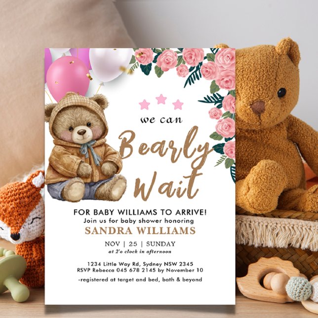 Invitación Podemos esperar la linda ducha de oso de peluche (Subido por el creador)
