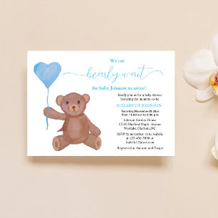 Invitación podemos esperar lindo oso con amor bebé ducha