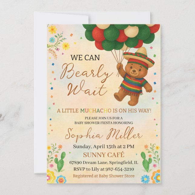 Invitación Podemos Esperar Muchacho Baby Shower Mexicano (Anverso)