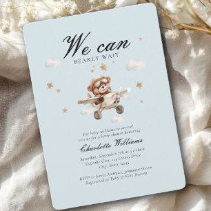 Invitación ¡Podemos Esperar! Oso y avión de Teddy