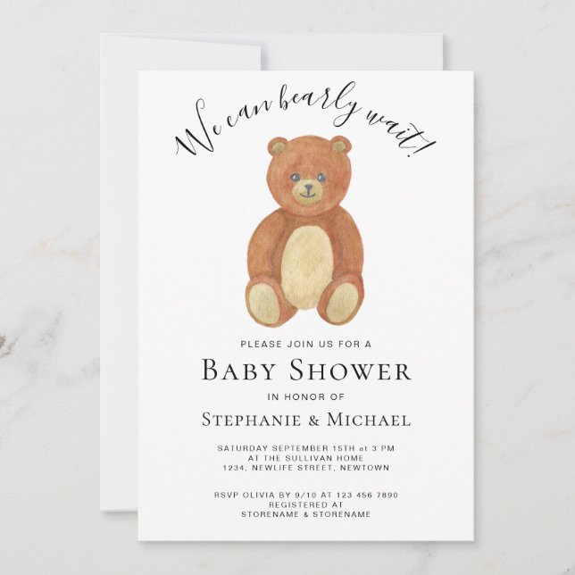 Invitación Podemos Esperar Parejas Baby Shower (Anverso)