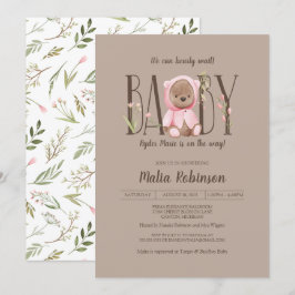 Invitación ¡Podemos Esperar! Pink Teddy Bear Baby Shower