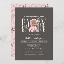 Invitación ¡Podemos Esperar! Teddy Bear Chica Baby Shower
