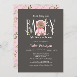 Invitación ¡Podemos Esperar! Teddy Bear Pink Baby Shower