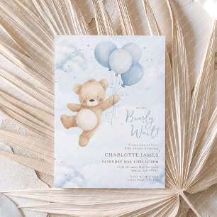 Invitación ¡Podemos esperar temprano! Baby Shower Bear Blue B