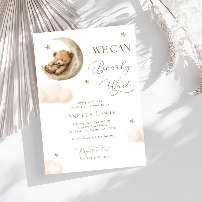 Invitación Podemos esperar temprano Baby Shower de un oso neu (Subido por el creador)