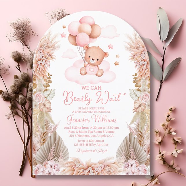 Invitación podemos esperar temprano, chica bebé ducha pampas  (Subido por el creador)