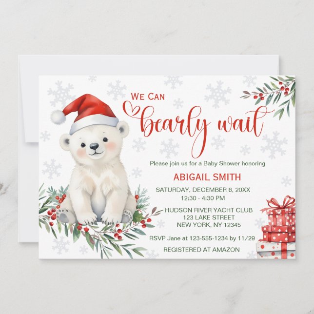 Invitación "Podemos esperar temprano" Navidades llevan Baby S (Anverso)
