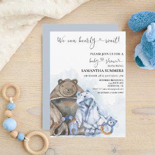 Invitación Podemos esperar temprano ropa de niño azul color d