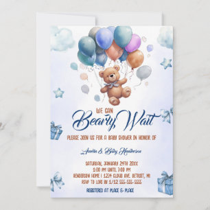 Invitación Podemos esperar temprano Teddy Bear Blue Baby Show