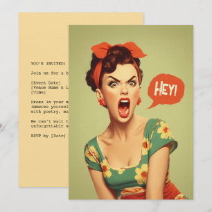 Invitación Poderoso Grito Pin-Up Vintage