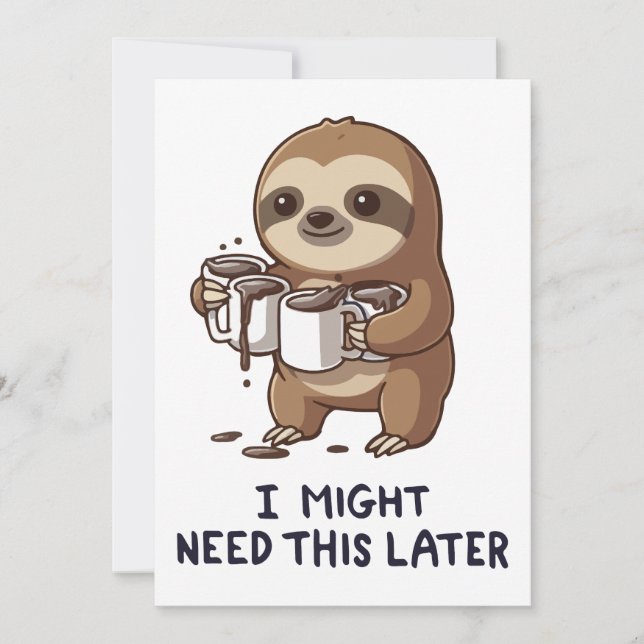 Invitación Podría Necesitar Café Más Tarde - Humor Lazy Sloth (Anverso)