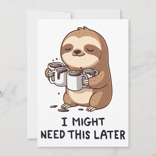 Invitación Podría Necesitar Café Más Tarde - Humor Lazy Sloth (Anverso)