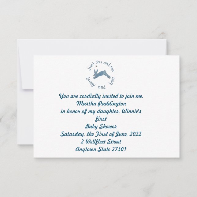 Invitación Poem Bunny Bee Bunnies Bees Baby Shower (Anverso)