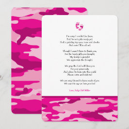 Invitación Poema chica de Camo Rosa ducha bebé, nota de agrad