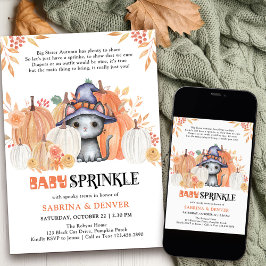 Invitación Poema de Baby Sprinkle Gato en Sombrero de Bruja F