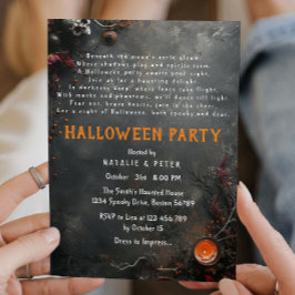 Invitación Poema de Halloween Gris oscuro adulto