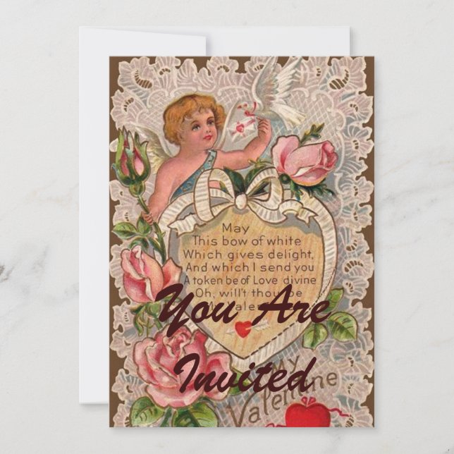 Invitación Poema de San Valentín con encaje (Anverso)