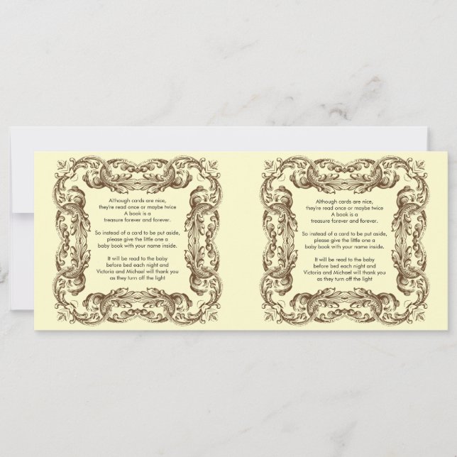 Invitación Poema del libro del marco ventilado del bebé (Anverso)