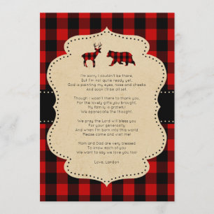 Invitación Poema ruso de Red Plaid Buck y Bear, nota de agrad