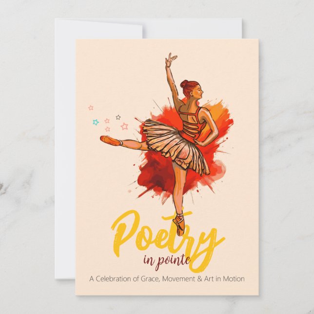 Invitación Poesía en Pointe | Ballet Rendimiento Recital Invi (Anverso)