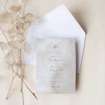 Poesia Wedding Invitation Taupe
