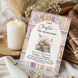 Invitación Poetcore New Chapter Pink Girl Book Baby Shower