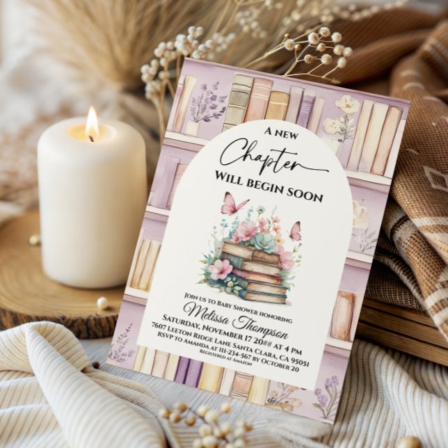 Invitación Poetcore New Chapter Pink Girl Book Baby Shower (Subido por el creador)
