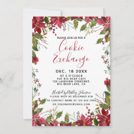 Invitación POINSETIA + INTERCAMBIO DE cookies de color acuáti