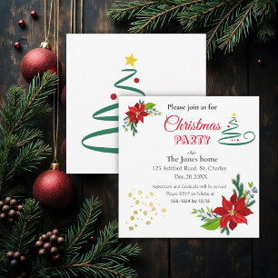 Invitación Poinsettia Bouquet, fiesta de Navidades