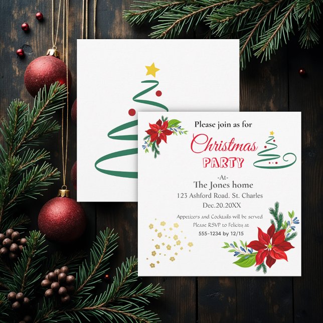 Invitación Poinsettia Bouquet, fiesta de Navidades (Subido por el creador)