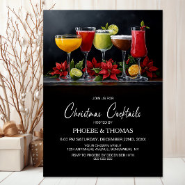 Invitación Poinsettia Christmas Cocktail Party
